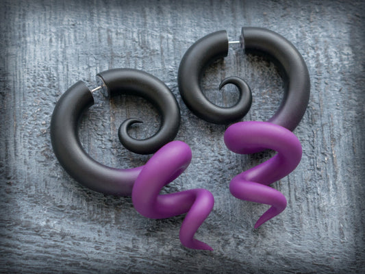 Ursula Fake Plugs, Halloween Costume Jewelry, Cosplay Spiral Earrings