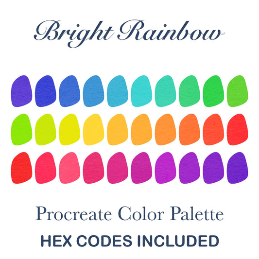 Bright Rainbow Procreate Color Palette with HEX Codes