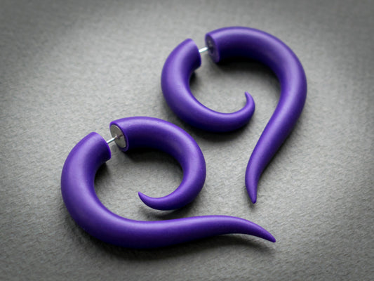 Ursula Spiral Earrings, Purple Halloween Accessories, Handmade Fake Gauges