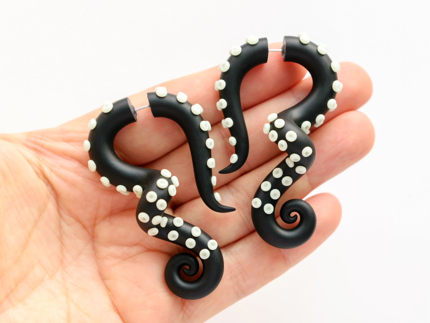 Black Tentacle Earrings with Glow in the Dark suction cups