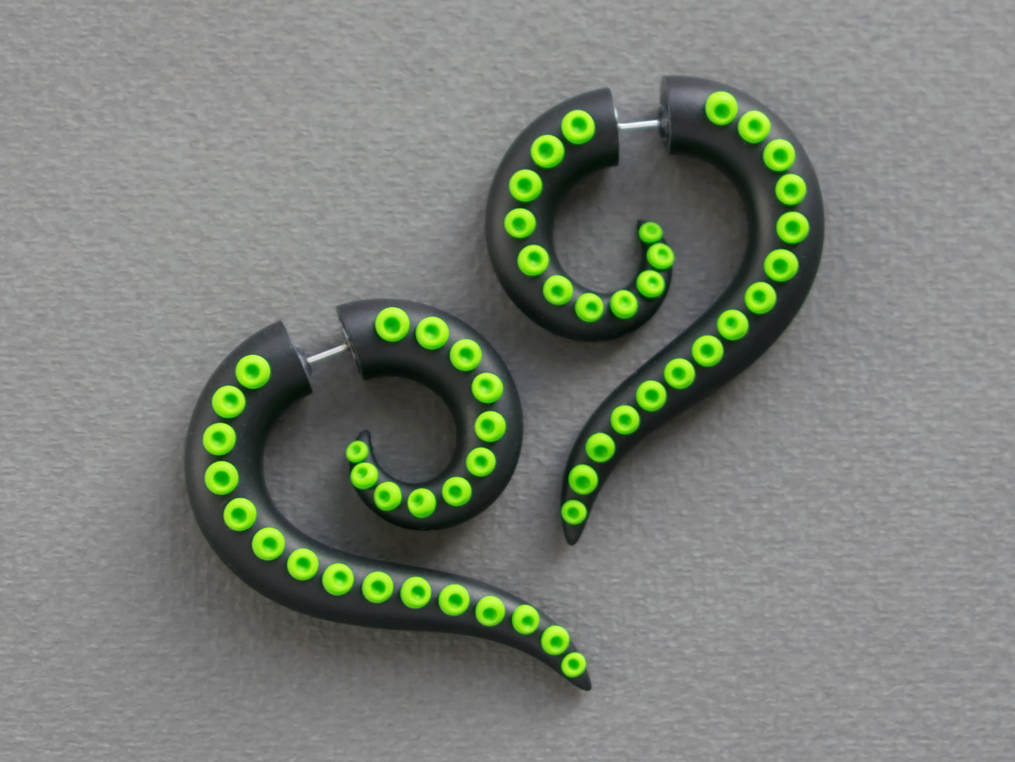 Black Tentacle Earrings, Cosplay Fake Gauges, Creepy Cute Accessories