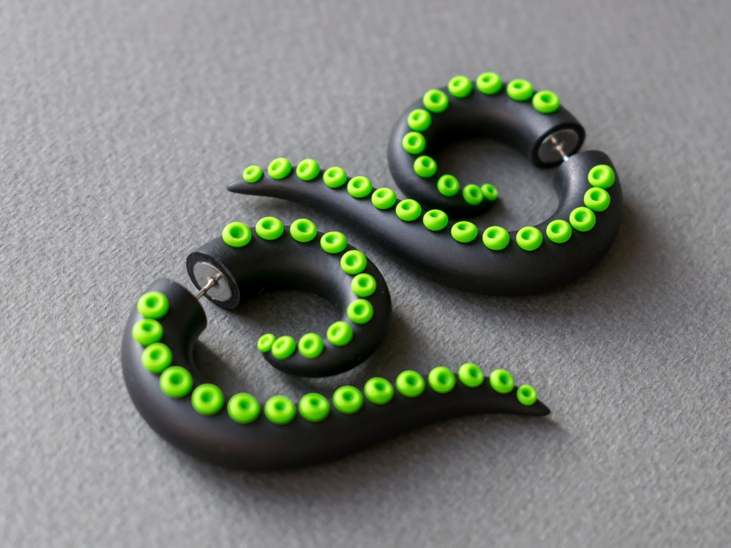 Black Tentacle Earrings, Cosplay Fake Gauges, Creepy Cute Accessories