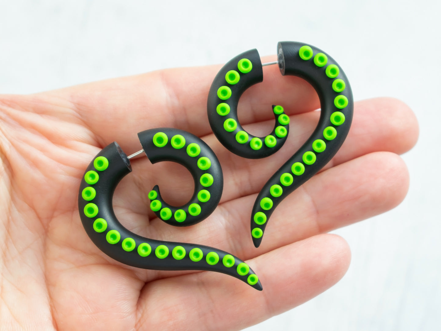 Black Tentacle Earrings, Cosplay Fake Gauges, Creepy Cute Accessories