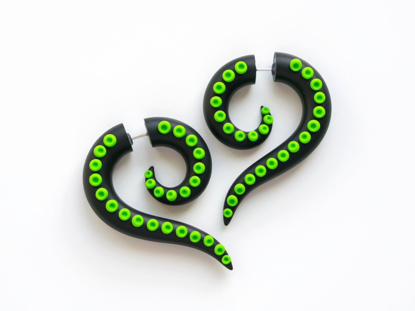 Black Tentacle Earrings, Cosplay Fake Gauges, Creepy Cute Accessories