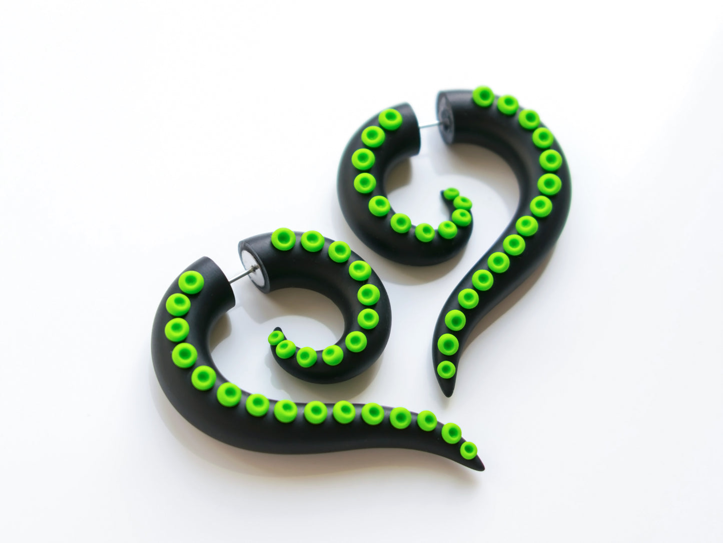 Black Tentacle Earrings, Cosplay Fake Gauges, Creepy Cute Accessories