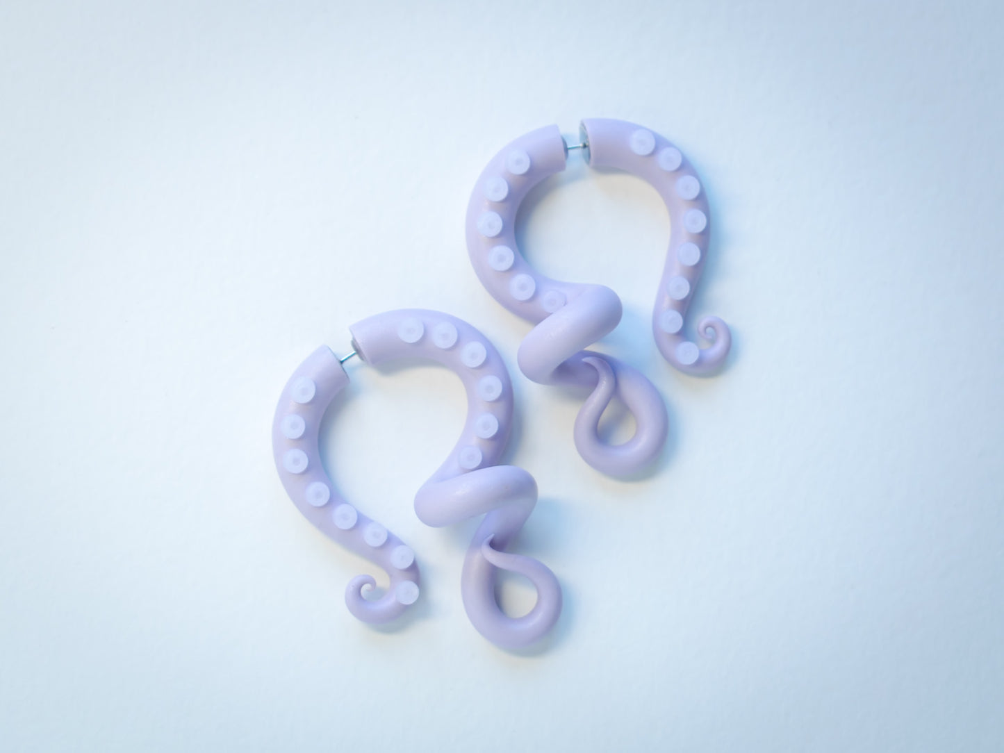 Octopus Tentacle Earrings, Handmade Fake Gauges, Polymer Clay Jewelry - Ready to Ship