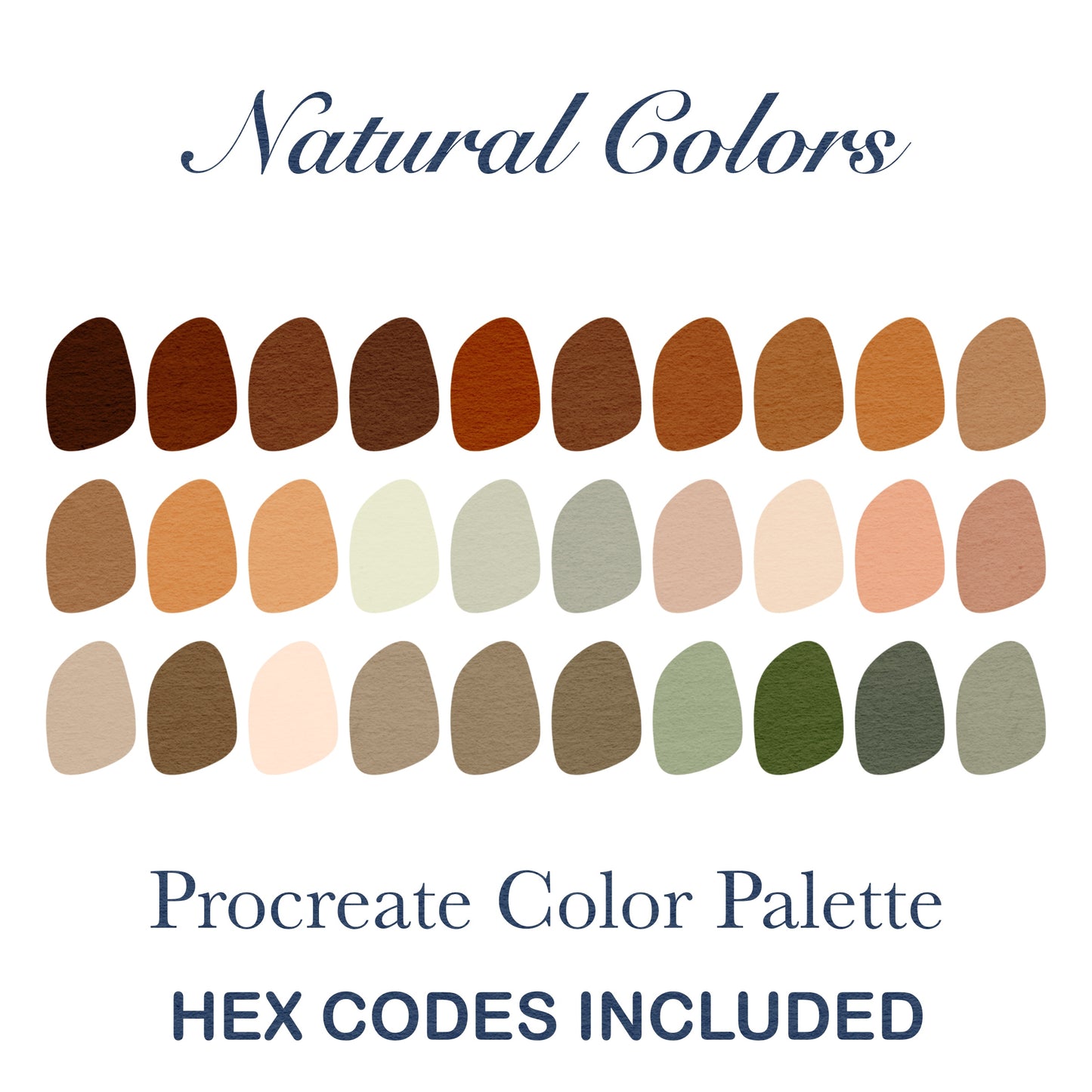 Natural Colors Procreate Color Palette with HEX Codes