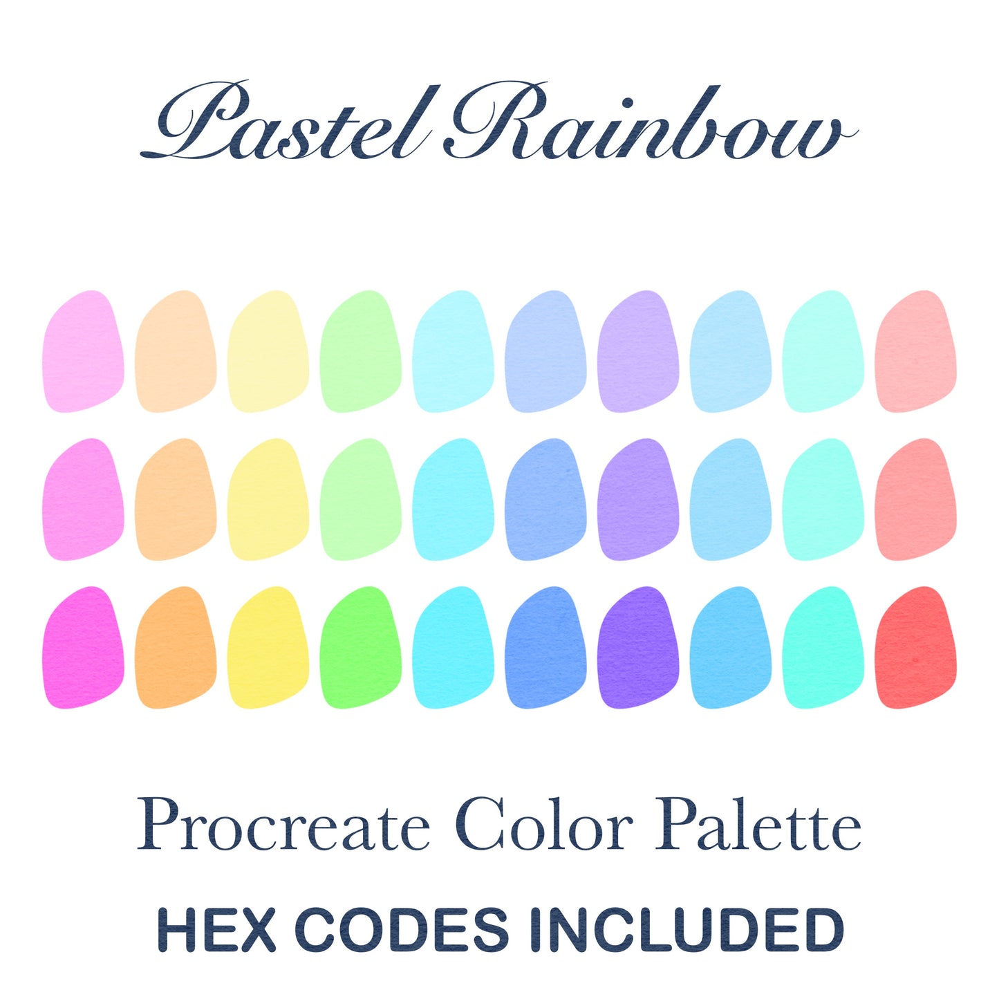 Pastel Rainbow Procreate Color Palette with HEX Codes