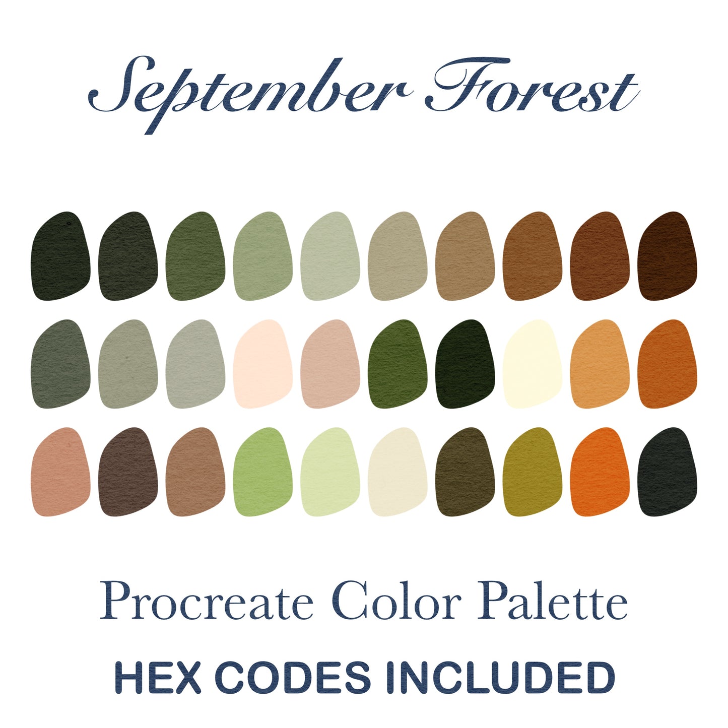 September Forest Procreate Color Palette with HEX Codes