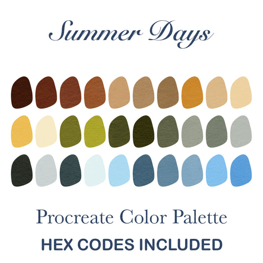 Summer Days Procreate Color Palette with HEX Codes