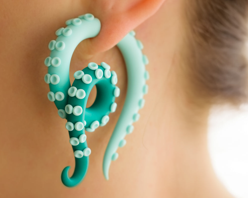 Mermaid Tentacle Earrings, Kraken Jewelry, Handmade Octopus Earrings