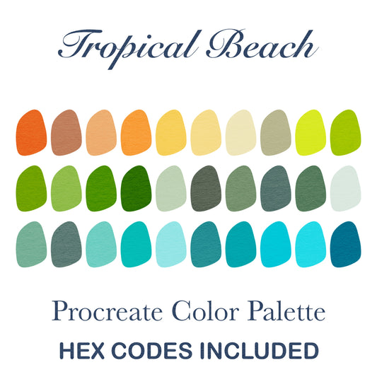 Tropical Beach Procreate Color Palette with HEX Codes