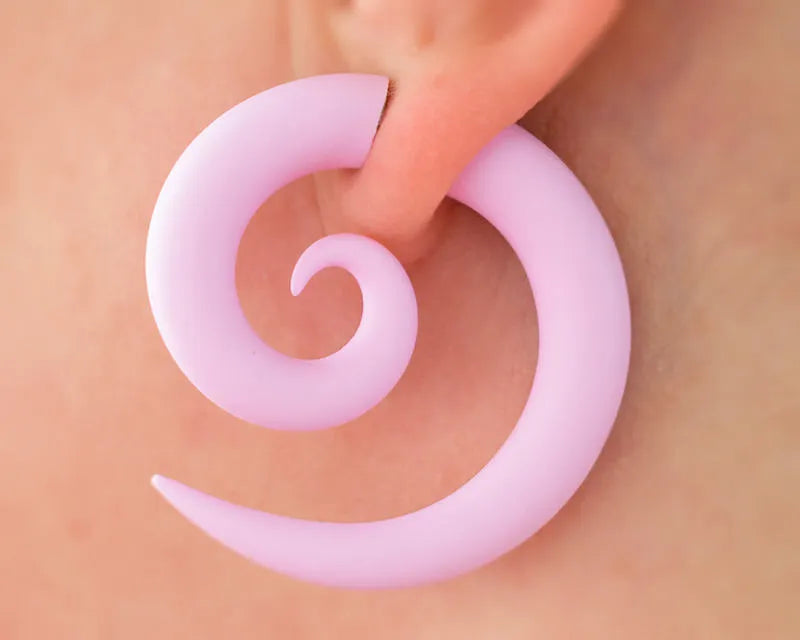 Pink Spiral Earrings, Pastel Kawaii Jewelry, Sweet Lolita Accessories