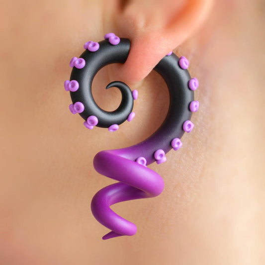 Black Purple Octopus Tetacle Earrings, Ursula Sea Witch Cosplay Costume Jewelry