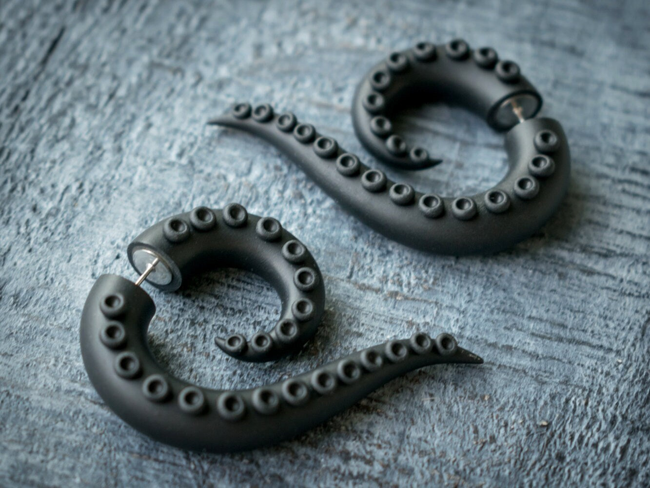 Black Gothic Earrings, Kraken Fake Gauges, Halloween Cosplay Accessories