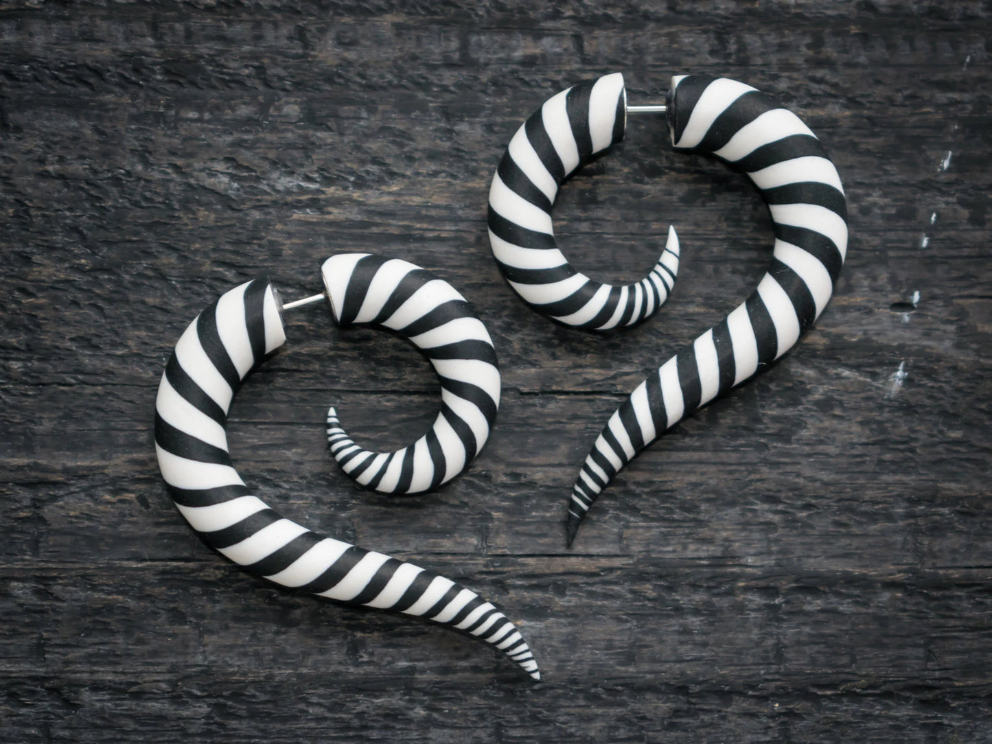 Zebra Earrings, Black White Fake Gauges, Cosplay Costume Accessories