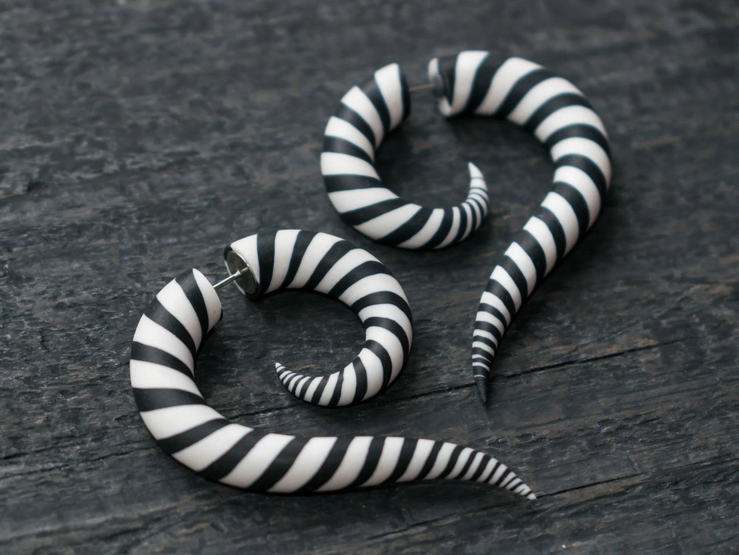 Zebra Earrings, Black White Fake Gauges, Cosplay Costume Accessories