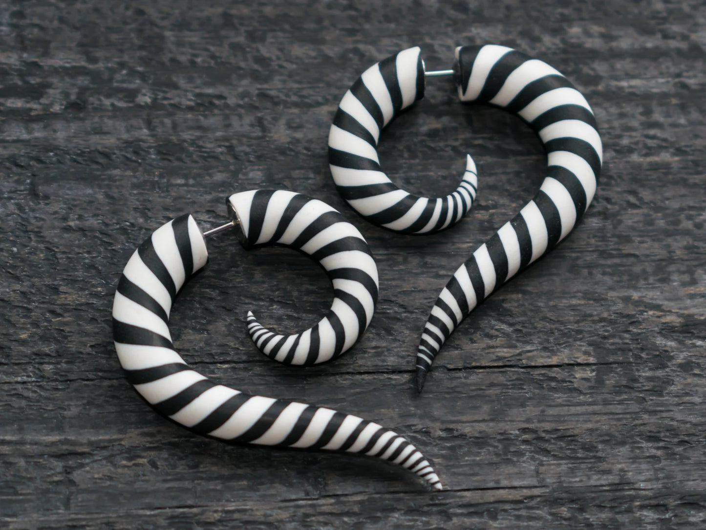 Zebra Earrings, Black White Fake Gauges, Cosplay Costume Accessories