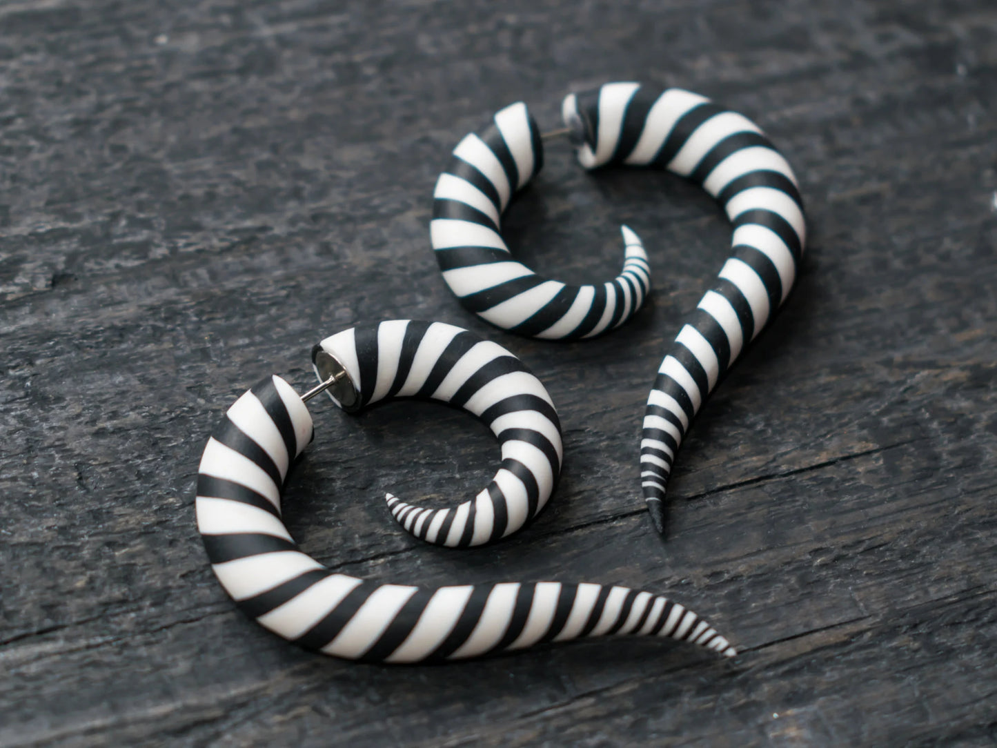 Zebra Earrings, Black White Fake Gauges, Cosplay Costume Accessories