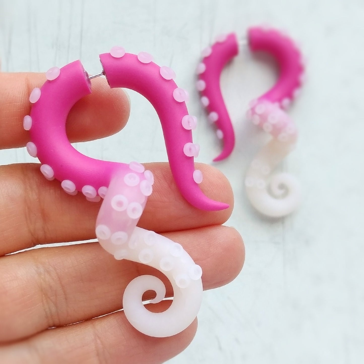 Yami Kawaii Accessories, Octopus Tentacle Earrings, Anime Fake Plugs