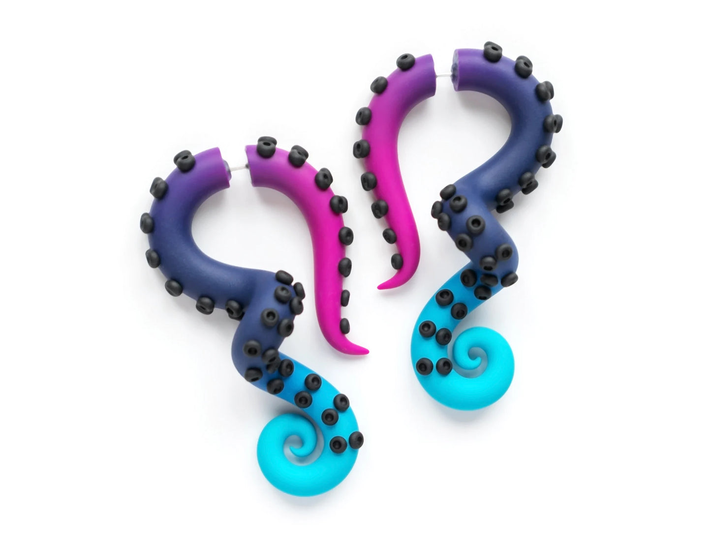 Bisexual Octopus Earrings, Cosplay Tentacle Jewelry, Anime Fake Gauges