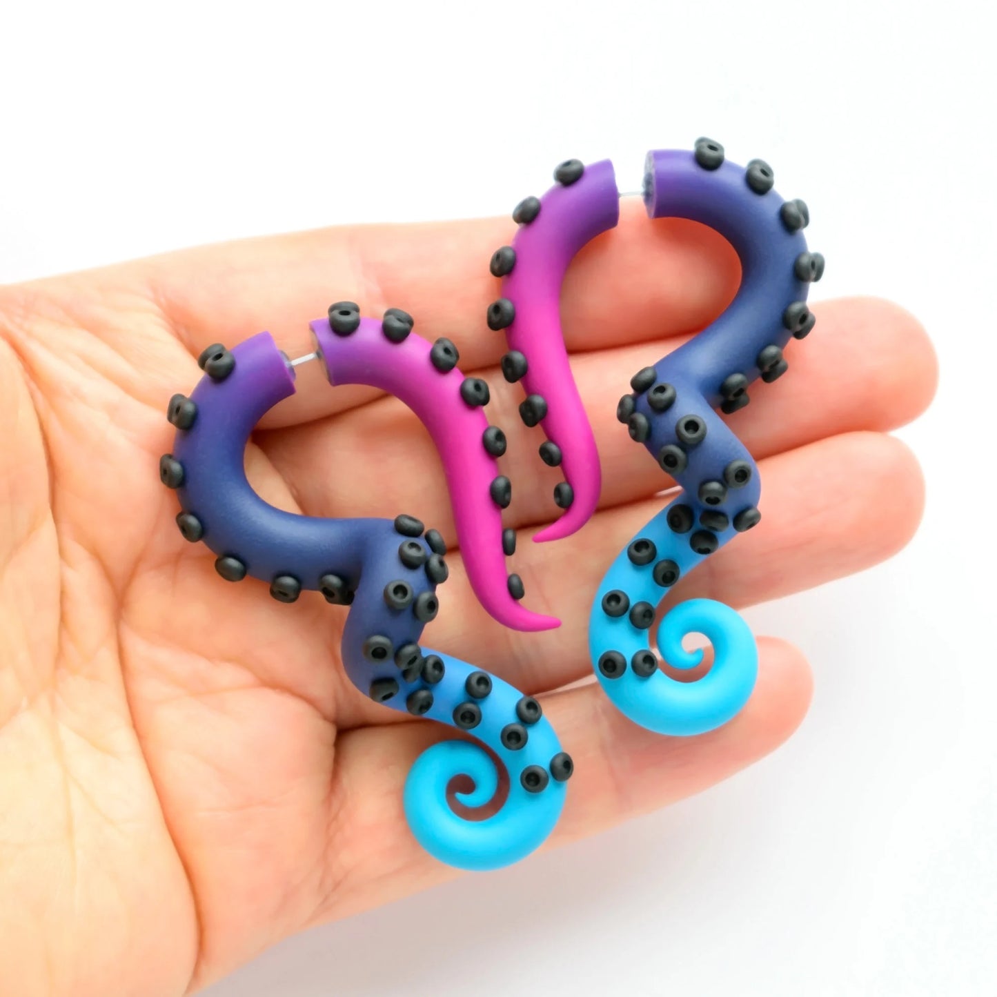 Bisexual Octopus Earrings, Cosplay Tentacle Jewelry, Anime Fake Gauges