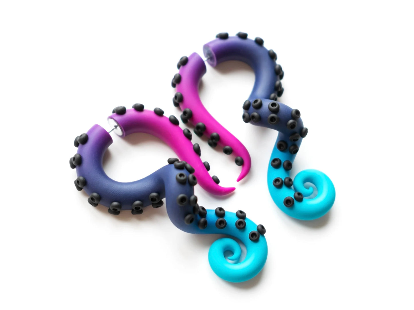 Bisexual Octopus Earrings, Cosplay Tentacle Jewelry, Anime Fake Gauges