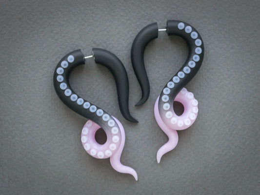 Pastel Goth Accessories, Octopus Tenacle Earrings, Dark Kawaii Jewelry