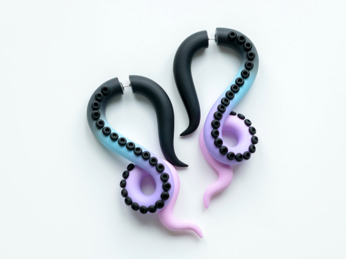 Pastel Goth Tentacle Earrings, Kawaii Fake Gauges, Creepy Cute Octopus Earrings