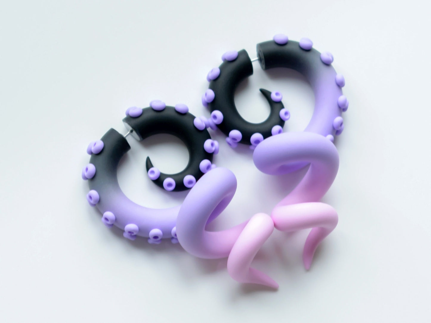 Pastel Goth Earrings, Yami Kawaii Handmade Jewelry, Menhera Tentacle Earrings