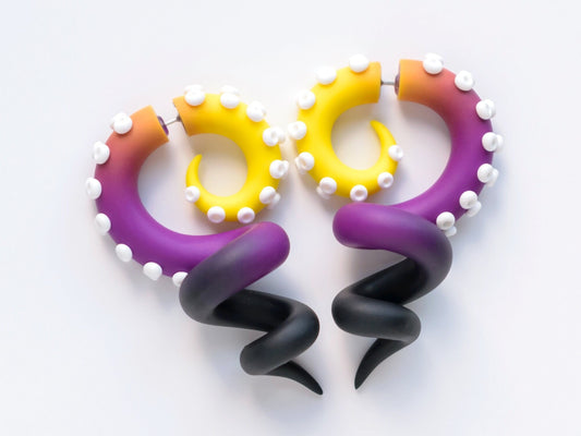 Nonbinary Earrings, Octopus Tentacle Jewelry, Unique Handmade Accessories