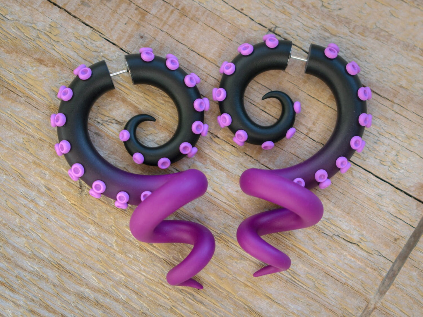 Black Purple Octopus Tetacle Earrings, Ursula Sea Witch Cosplay Costume Jewelry