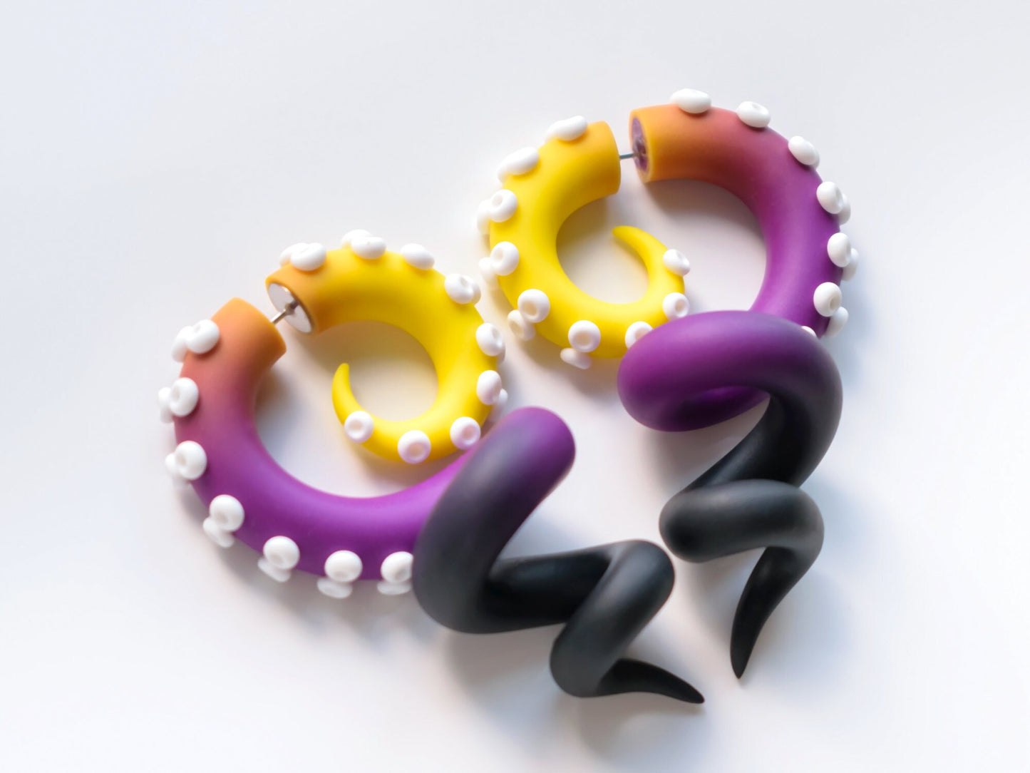 Nonbinary Earrings, Octopus Tentacle Jewelry, Unique Handmade Accessories