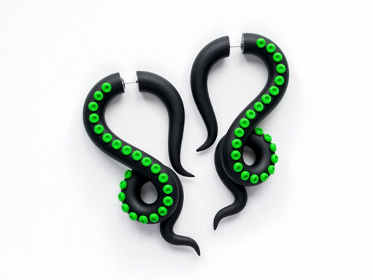 Handmade Cthulhu Earrings, Unique Tentacle Jewelry, Cosplay Fake Gauges