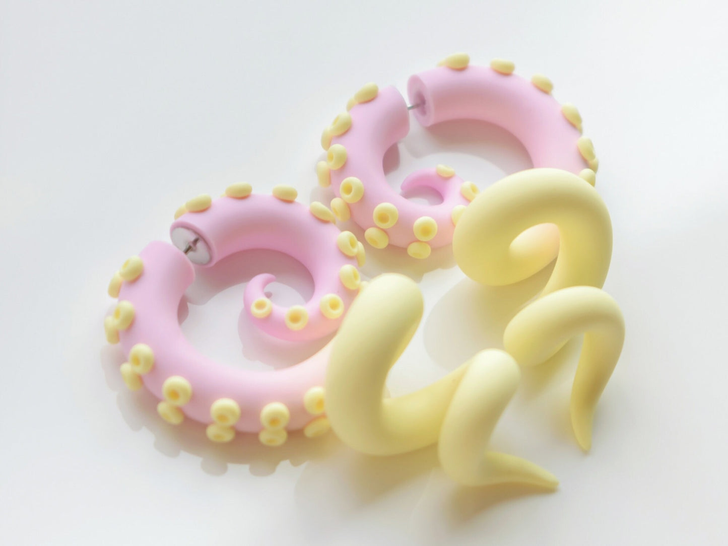 Marshmallow Earrings, Tentacle Fake Gauges, Decora Kei Accessories