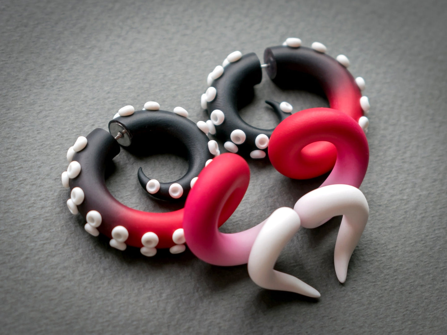 Gothic Tentacle Earrings, Vampire Fake Gauges, Cosplay Octopus Jewelry