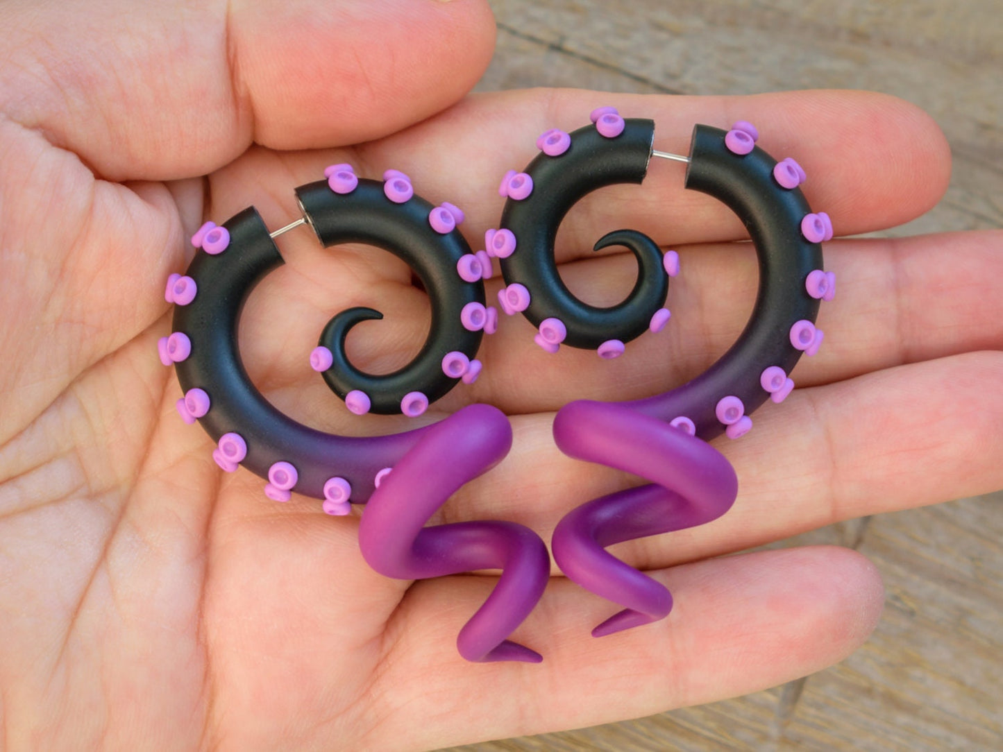 Black Purple Octopus Tetacle Earrings, Ursula Sea Witch Cosplay Costume Jewelry