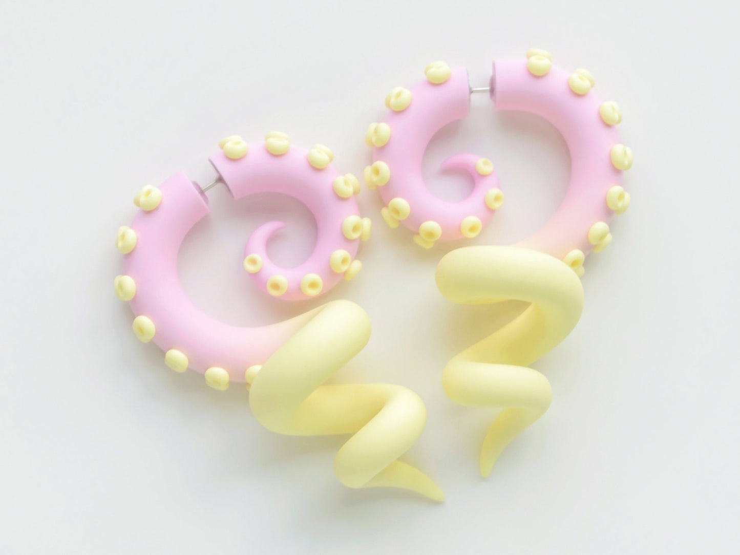 Marshmallow Earrings, Tentacle Fake Gauges, Decora Kei Accessories