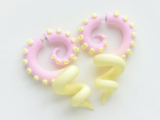 Marshmallow Earrings, Tentacle Fake Gauges, Decora Kei Accessories