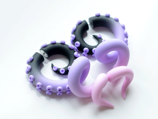 Pastel Goth Earrings, Yami Kawaii Handmade Jewelry, Menhera Tentacle Earrings