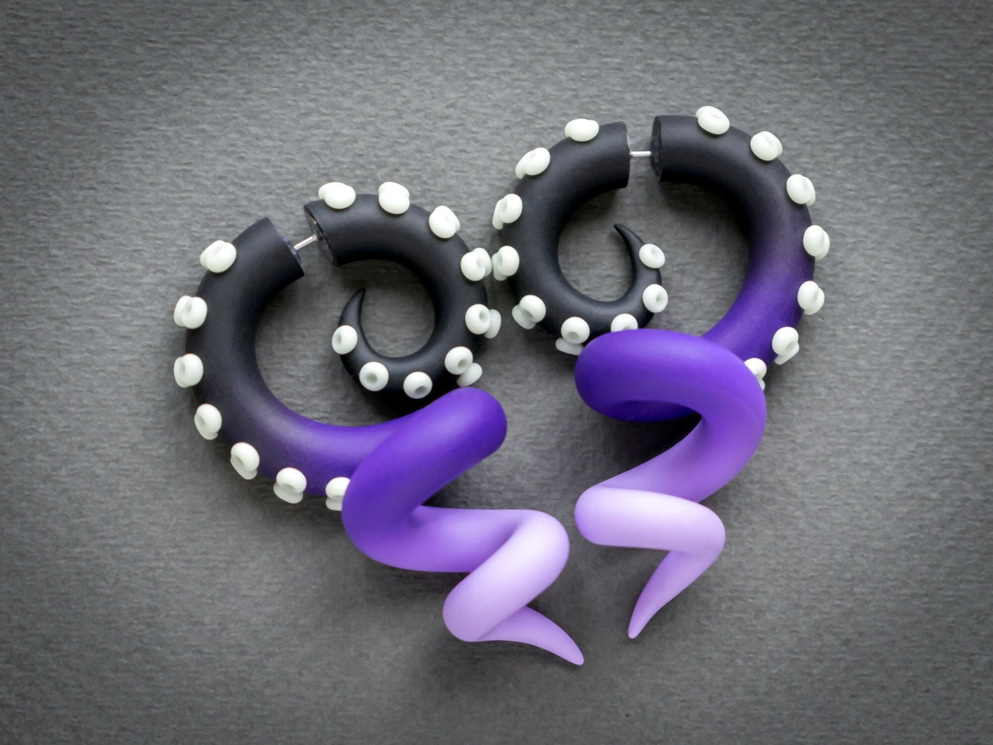 Pastel Goth Ursula Earrings with Glow in the Dark suction cups