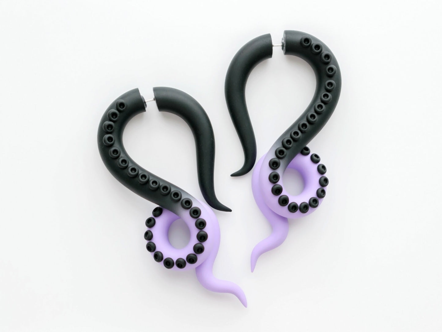 Pastel Goth Earrings, Ursula Tentacle Jewelry, Handcrafted Fake Gauges