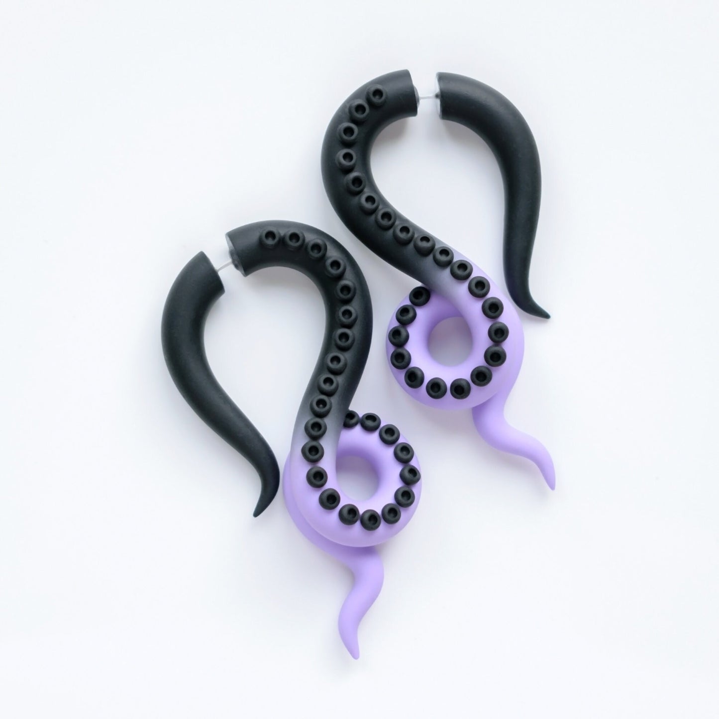 Pastel Goth Earrings, Ursula Tentacle Jewelry, Handcrafted Fake Gauges