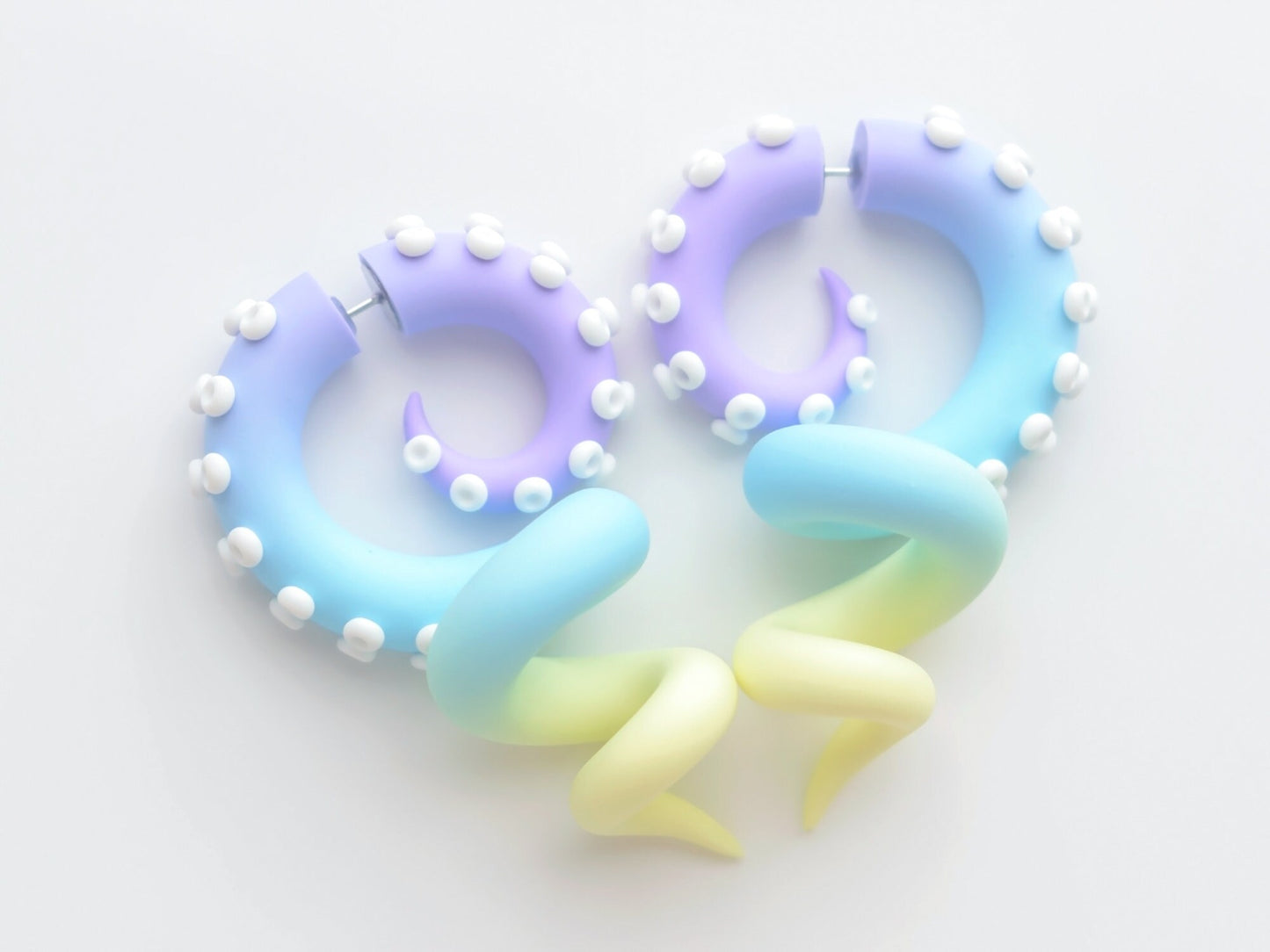 Kawaii Tentacle Earrings, Fairy Kei Jewelry, Handmade Fake Gauges