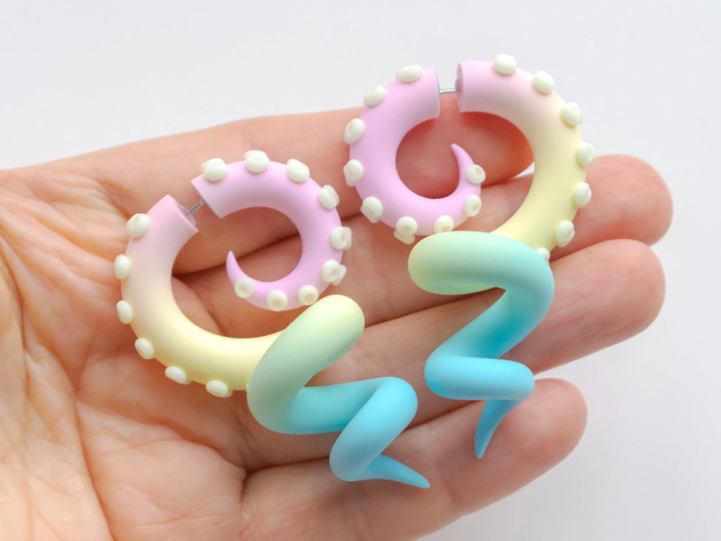 Pastel Tentacle Earrings with Glow in the Dark suction cups