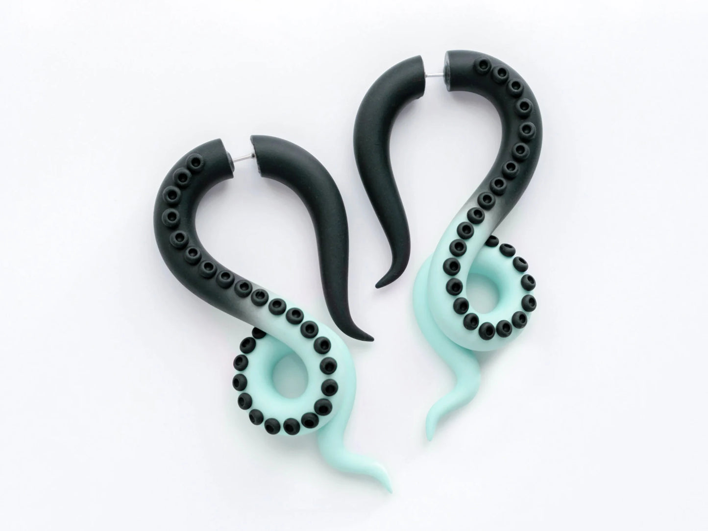 Pastel Goth Earrings, Tentacle Fake Gauges, Kawaii Octopus Earrings