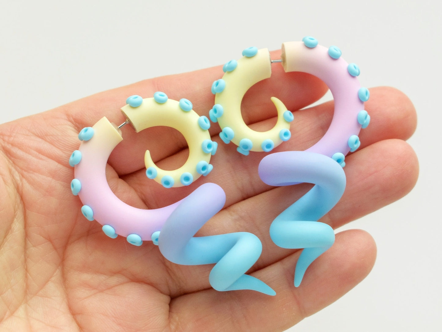 Pastel Tentacle Earrings, Kawaii Fake Gauges, Anime Cosplay Jewelry