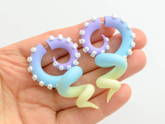 Kawaii Tentacle Earrings, Fairy Kei Jewelry, Handmade Fake Gauges