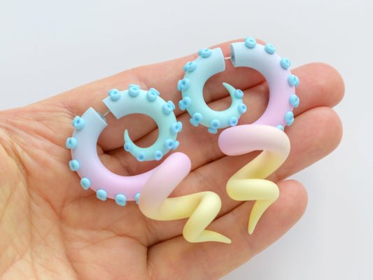 Decora Kei Accessories, Octopus Tentacle Earrings, Cute Kawaii Jewelry