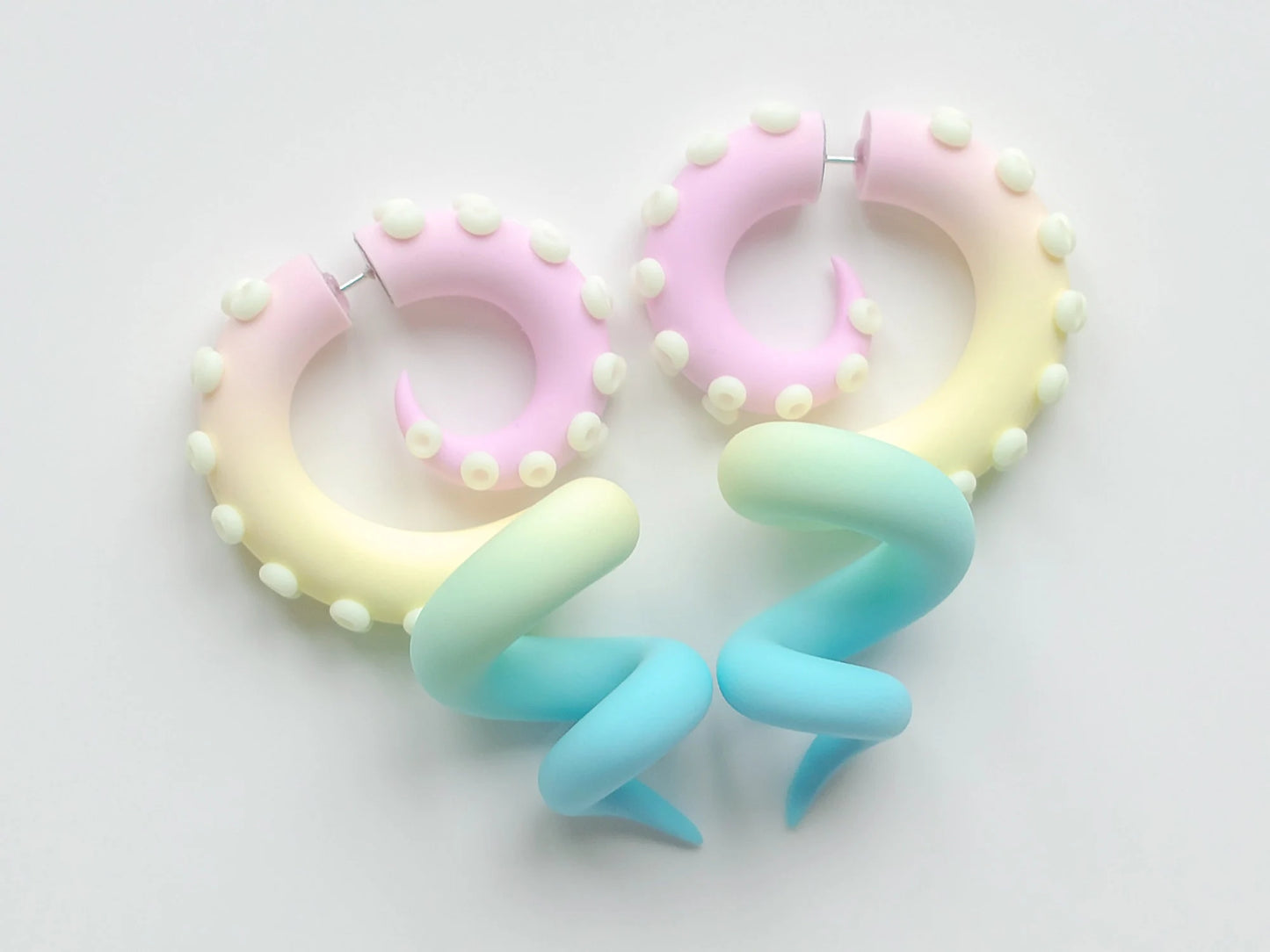 Pastel Tentacle Earrings with Glow in the Dark suction cups